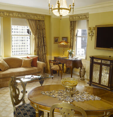 City View Suite #1909 flaunts windows on all three sides of the suite's spacious living room.