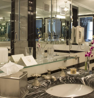 The elegantly appointed bathroom in Suite #1609.