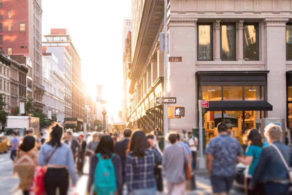 People walking down a street in nyc